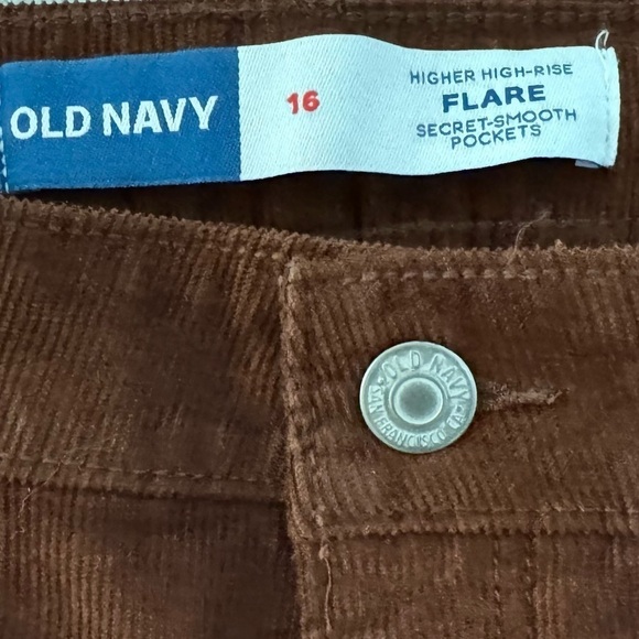 Old Navy Corduroy Pant High Flare Casual Retro Boho Classic Academia Brown 16 - Picture 10 of 11